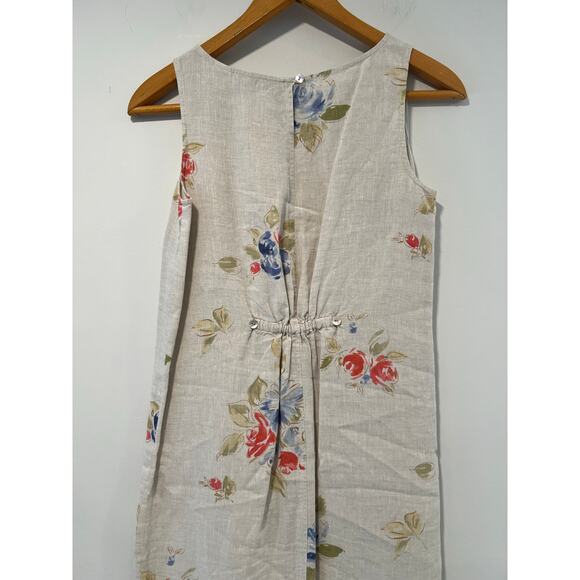 Marisa Christina 100% Linen 2 Piece Dress Jacket Cream Pink Blue Floral Small JL - Picture 6 of 12